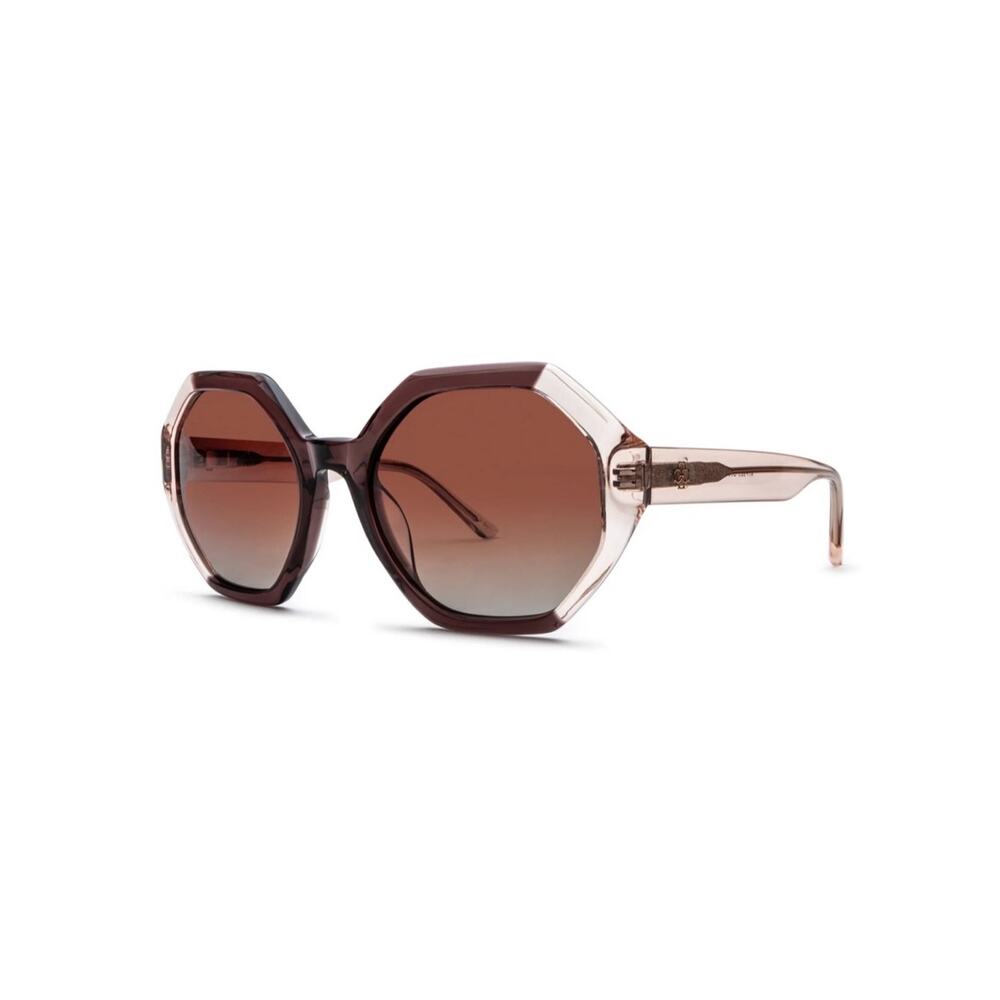 NEW!! Ann Taylor ATP923 C03 Octagonal Translucent Dark Rose Sunglasses Authentic - Picture 2 of 7